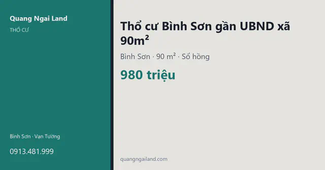 Thổ cư Bình Sơn gần UBND xã 90m² — ảnh 2