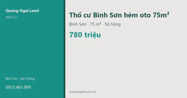 Thổ cư Bình Sơn hẻm oto 75m² — ảnh 2